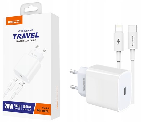 SZYBKA ŁADOWARKA SIECIOWA USB C 20W PD QC 3.0 + KABEL LIGHTNING DO IPHONE