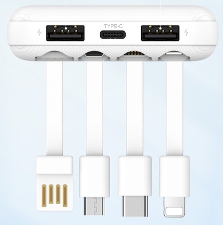 SZYBKI POWERBANK 10000MAH 2.1A Z EKRANEM LED Z KABLAMI 3W1 RECCI