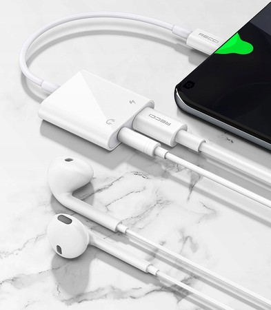 PRZEJŚCIÓWKA ADAPTER USB-C USB C + AUX 3,5 MM DO SŁUCHAWEK RECCI