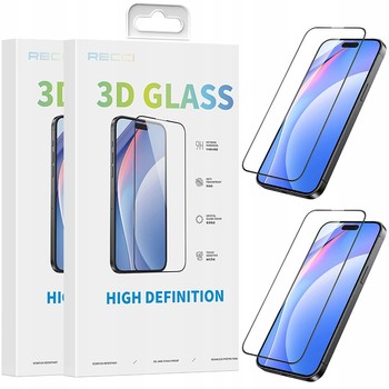 2X PEŁNE SZKŁO HARTOWANE 3D 9H DO iphone 15 PLUS NA CAŁY EKRAN ZESTAW RECCI