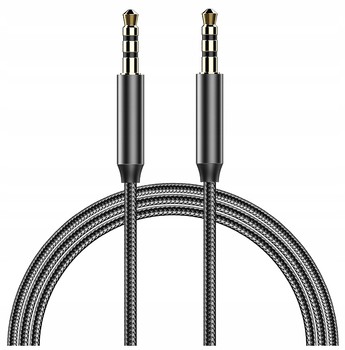WZMACNIANY KABEL AUX AUDIO NYLONOWY MINI JACK 3,5MM 1M RECCI