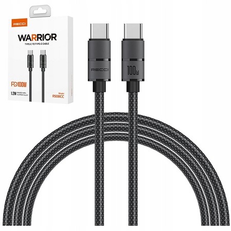 SZYBKI KABEL USB-C USB TYP C 1,2M MOCNY OPLOT POWER 100W QC4.0 PD RECCI