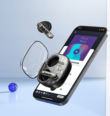SŁUCHAWKI DOUSZNE BEZPRZEWODOWE BLUETOOTH 5.3 + KABEL POWERBANK TWS RECCI
