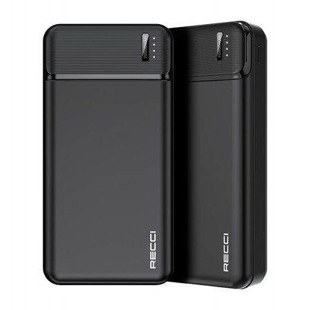 SZYBKI POWERBANK 20000MAH MOCNY SZYBKIE ŁADOWANIE 2,1A USB C + KABEL RECCI