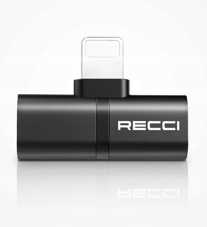 PRZEJŚCIÓWKA ADAPTER AUDIO SŁUCHAWEK 2x LIGHTNING DO IPHONE 2.1A RECCI