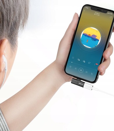 PRZEJŚCIÓWKA ADAPTER AUDIO SŁUCHAWEK 2x LIGHTNING DO IPHONE 2.1A RECCI