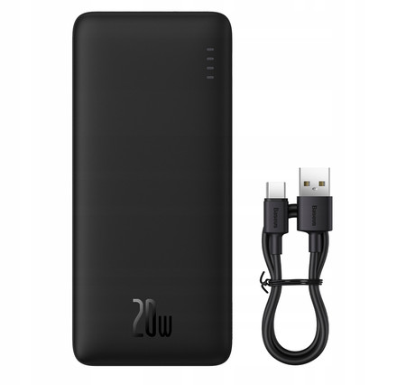 BASEUS POWER BANK SZYBKIE ŁADOWANIE 10000MAH 20W USB-C USB-A + KABEL MOCNY