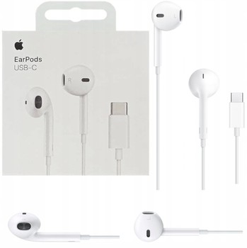 ORYGINALNE SŁUCHAWKI APPLE EARPODS ZE ZŁACZEM USB-C DO IPHONE 15 PRO MAX