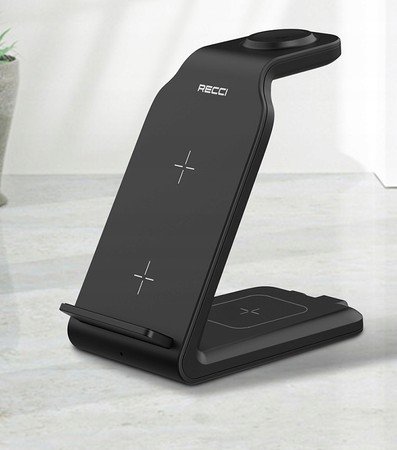 SZYBKA ŁADOWARKA BEZPRZEWODOWA 15W DO IPHONE / AIRPODS / WATCH 15W RECCI