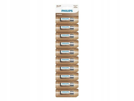 BATERIA PHILIPS AA LR6 ZRYWKA 10SZT ALKALINE BATERIE ZESTAW