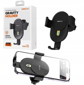 UCHWYT SAMOCHODOWY GRAWITACYJNY W KRATKĘ Z ŁADOWARKA INDUKCYJNA 10W RECCI