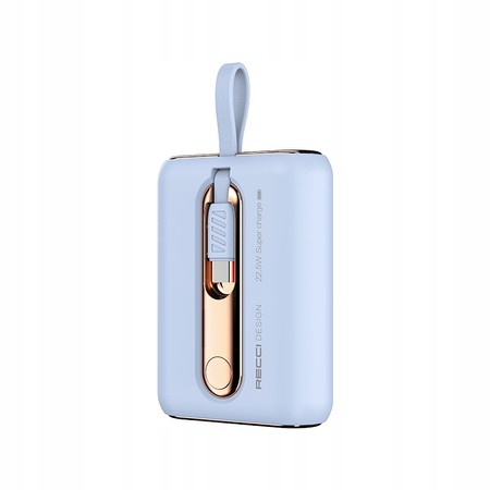 SZYBKI POWERBANK 9000MAH 22,5W 3A PD WBUDOWANE KABLE USB-C DO LIGHTNING IP