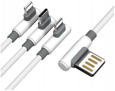 Kabel Kątowy 2x Lightning i USB C 5A Fast Mocny