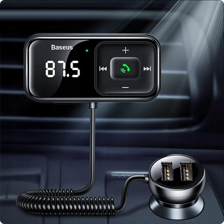 BASEUS TRANSMITER FM SAMOCHODOWY BLUETOOTH AUX ŁADOWARKA 2x USB SZYBKIE