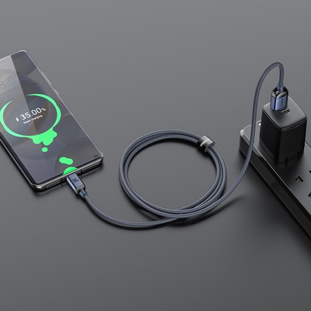 PRZEWÓD KABEL USB-C - USB 1,2M SZYBKIE ŁADOWANIE OPLOT 100W QC 4.0 PD RECCI