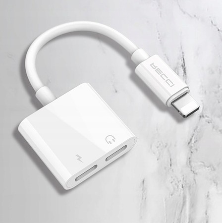 PRZEJŚCIÓWKA ADAPTER SŁUCHAWEK DO IPHONE 2X LIGHTNING RECCI
