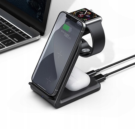 SZYBKA ŁADOWARKA BEZPRZEWODOWA 15W DO IPHONE / AIRPODS / WATCH 15W RECCI