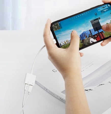 PRZEJŚCIÓWKA ADAPTER SŁUCHAWEK DO IPHONE 2X LIGHTNING RECCI
