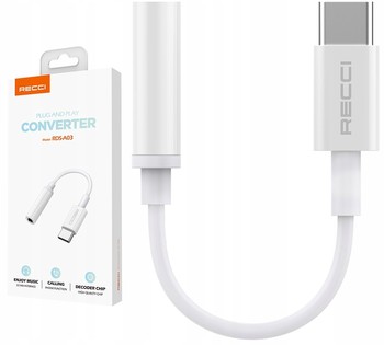 PRZEJŚCIÓWKA ADAPTER AUDIO USB-C TYP-C - MINI JACK 3.5MM AUX RECCI