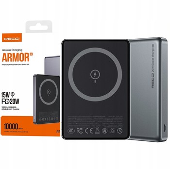 SZYBKI POWERBANK DO MAGSAFE MAGNETYCZNY BEZPRZEWODOWY 10000MAH 20W ARMOR MOC