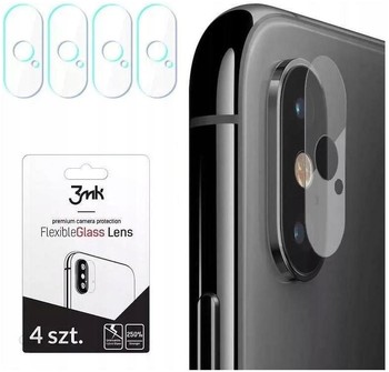 4x 3MK Szkło Hybrydowe na Aparat iPhone X Xs Max