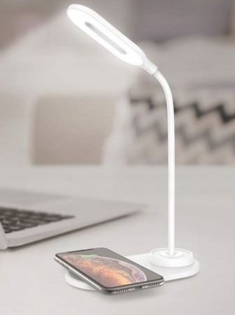 LAMPKA LED 360 Z ŁADOWARKA INDUKCYJNA 10W QI NA BIURKO SZAFKĘ RECCI