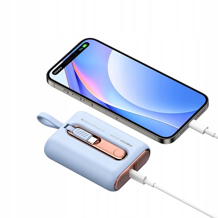 SZYBKI POWERBANK 9000MAH 22,5W 3A PD WBUDOWANE KABLE USB-C DO LIGHTNING IP