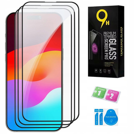3 SZT SZKŁO HARTOWANE do iPhone 17 PRO MAX OCHRONA NA CAŁY EKRAN PEŁNE 9H