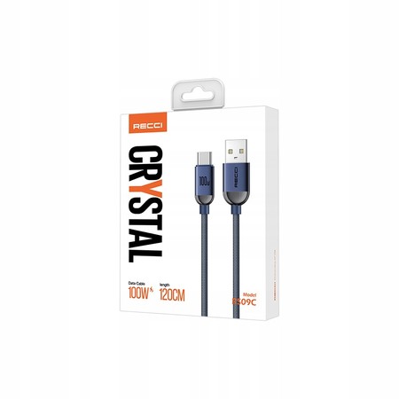 PRZEWÓD KABEL USB-C - USB 1,2M SZYBKIE ŁADOWANIE OPLOT 100W QC 4.0 PD RECCI