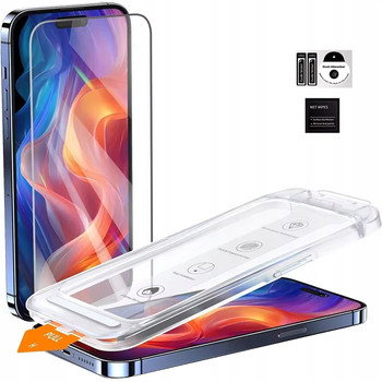 SZKŁO HARTOWANE PEŁNE do iPhone 12 PRO MAX Z RAMKĄ DO MONTAŻU APLIKATOR
