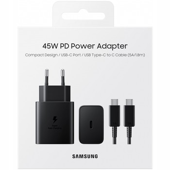 ORYGINALNA ŁADOWARKA SIECIOWA SAMSUNG 45W 5A PD USB-C + KABEL 1,8m SZYBKA