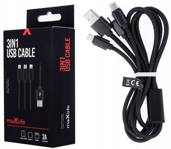 SZYBKI KABEL 3w1 LIGHTNING / MICRO USB / TYP-C