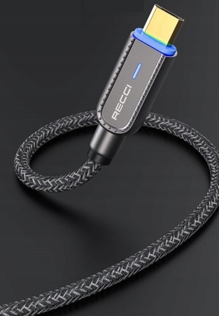 PODŚWIETLANY KABEL LIGHTNING USB-C 20W 1M W OPLOCIE MOCNY LED RECCI