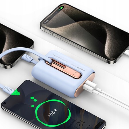 SZYBKI POWERBANK 9000MAH 22,5W 3A PD WBUDOWANE KABLE USB-C DO LIGHTNING IP