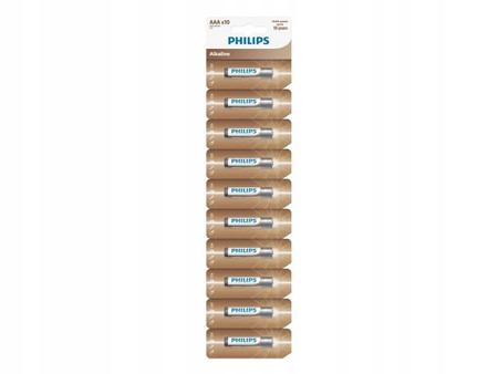 BATERIA PHILIPS AAA R3 ZRYWKA 10SZT ALKALINE BATERIE ZESTAW