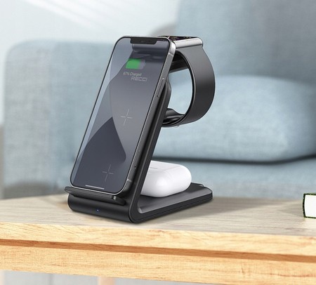 SZYBKA ŁADOWARKA BEZPRZEWODOWA 15W DO IPHONE / AIRPODS / WATCH 15W RECCI