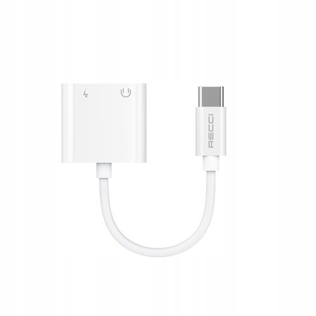 PRZEJŚCIÓWKA ADAPTER USB-C USB C + AUX 3,5 MM DO SŁUCHAWEK RECCI