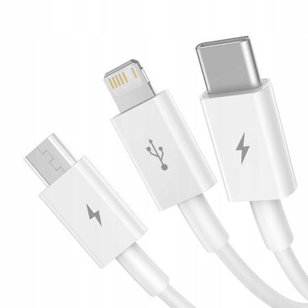 SZYBKI KABEL 3W1 BASEUS LIGHTNING MICRO USB C 1,5M