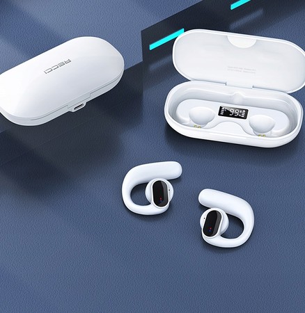 SŁUCHAWKI DOUSZNE BEZPRZEWODOWE BLUETOOTH 5.3 + KABEL POWERBANK TWS RECCI