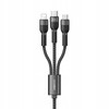 MOCNY SZYBKI KABEL 3w1 LIGHTNING TYP-C MICRO USB 6A 120cm 66W SZNUREK RECCI