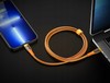 KABEL USB-C TYP C PRZEWÓD 100W SZYBKI MOCNY OPLOT 1,5M RECCI POMARAŃCZOWY