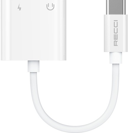 PRZEJŚCIÓWKA ADAPTER USB-C USB C + AUX 3,5 MM DO SŁUCHAWEK RECCI