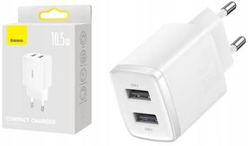 BASEUS SZYBKA MOCNA ŁADOWARKA SIECIOWA 2X USB 10W