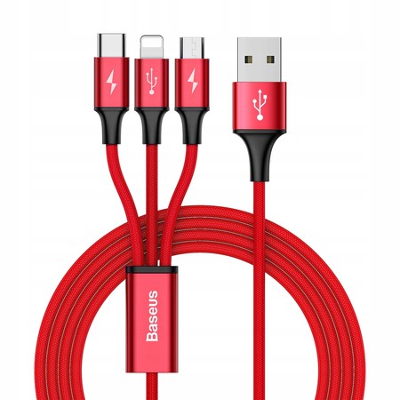 SZYBKI KABEL 3W1 BASEUS LIGHTNING MICRO USB C 1,2M