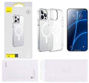 BASEUS ETUI MAGSAFE + SZKŁO DO IPHONE 13 PRO MAX