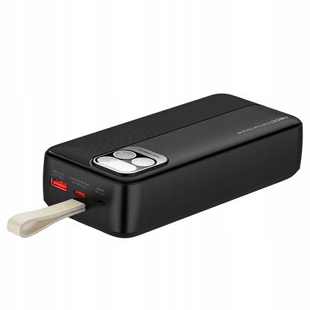 SZYBKI POWERBANK 30000MAH 22,5W 3A PD Z WBUDOWANYMI KABLAMI Z EKRANEM RECCI