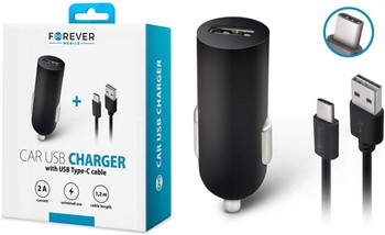 Ładowarka Samochodowa FAST 2A + Kabel USB C USB-C