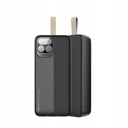 SZYBKI POWERBANK 30000MAH 22,5W 3A PD Z WBUDOWANYMI KABLAMI Z EKRANEM RECCI