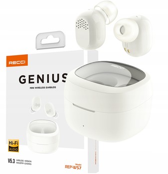 SŁUCHAWKI BEZPRZEWODOWE BLUETOOTH 5.3 DOUSZNE + POWERBANK KABEL TWS RECCI