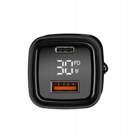 SZYBKA ŁADOWARKA SIECIOWA 30W USB i USB-C PD QC 3.0 WYŚWIETLACZ LED RECCI